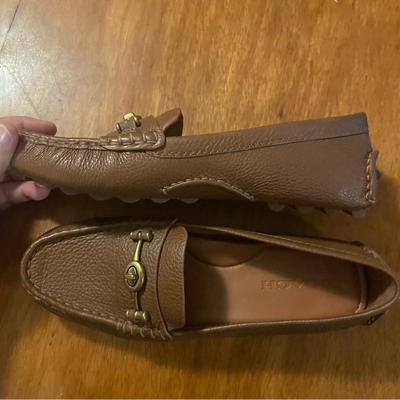 COACH Shoes Womens Size 8B Brown Leather CROSBY DRIVER Slip On Flat Turnlock - Picture 6 of 8